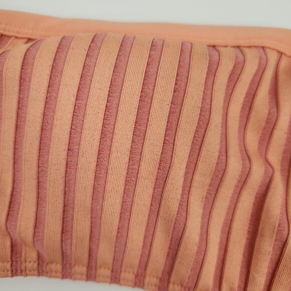 L*Space Axel Bikini Top One Shoulder in Two Tone Rib Orange Size Small NWT - Picture 3 of 6